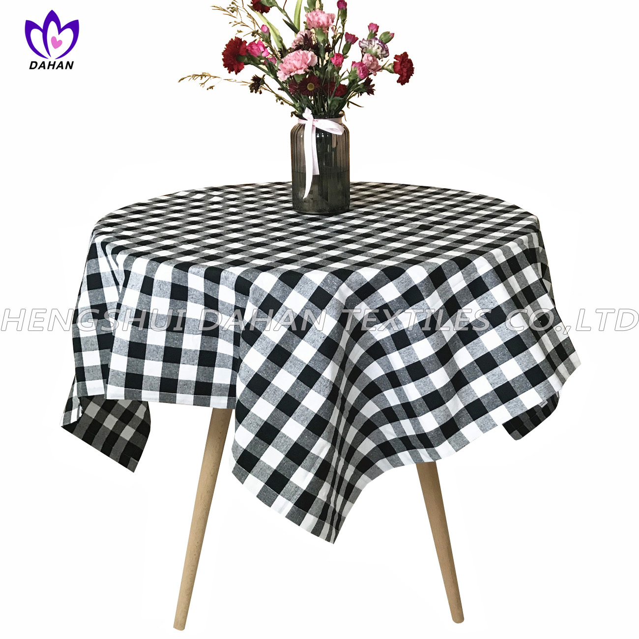 TP12 100% cotton grid table cloth-square/round.