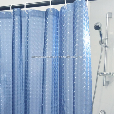 OCP15 PEVA Fabric Waterproof Shower Curtain with Plastic Hooks