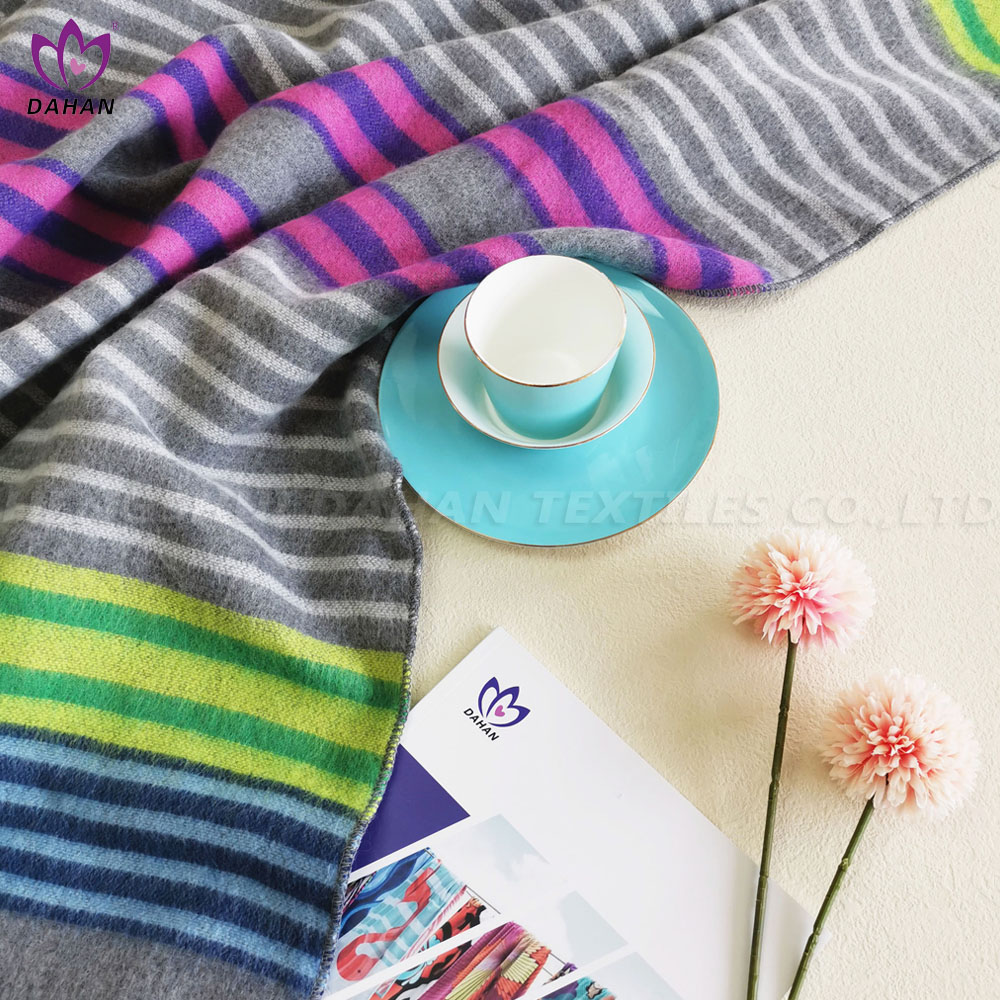 BK92 100% acrylic striped blanket with printing. 