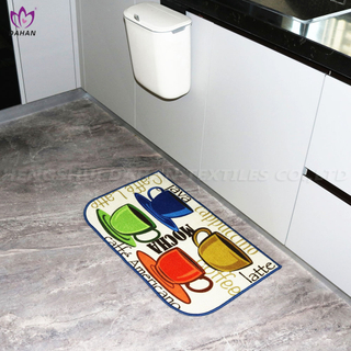 Waterproof printing ground mat for kitchen.