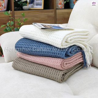  BK413 Waffle texture tassel blankets.