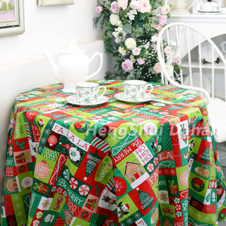 PEVA Christmas printed tablecloth-round. TP146