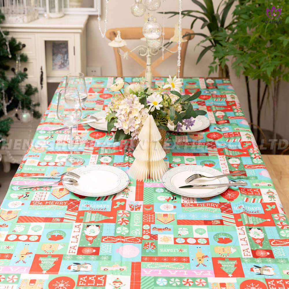 Christmas printed PEVA tablecloth. TP93