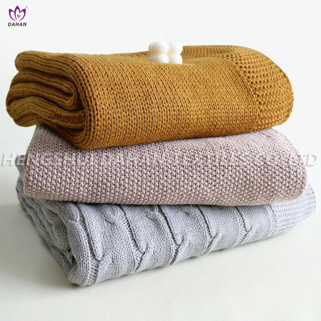 100% Acrylic knitted blanket.