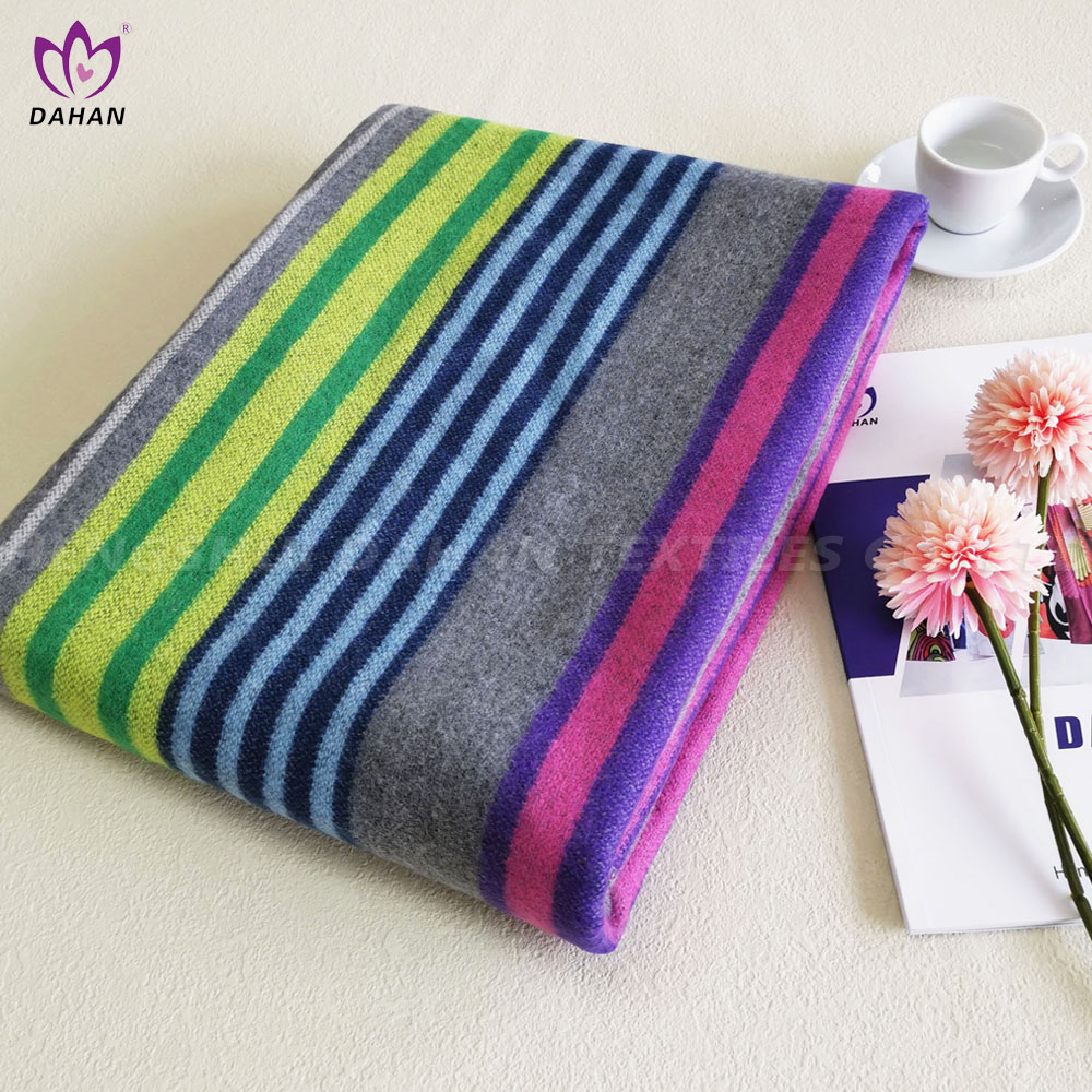 BK92 100% acrylic striped blanket with printing. 