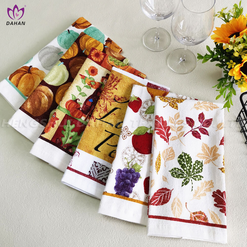 Harvest Festival printing kitchen towel. 
