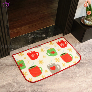 Christmas printing ground mat kitchen mat.