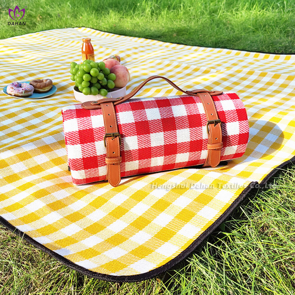 Plaid thickened waterproof outdoor picnic blanket.