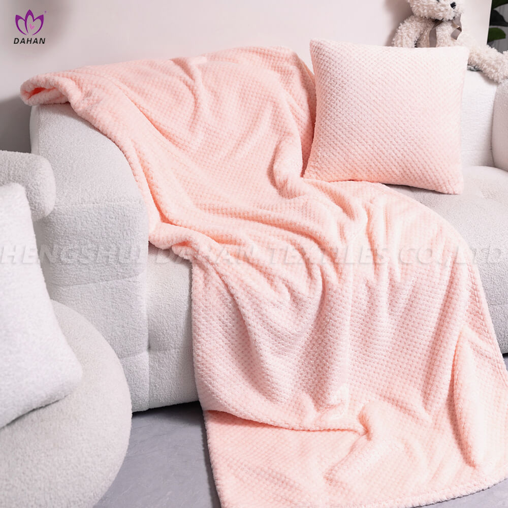 Solid color coral fleece blanket and pillow. 