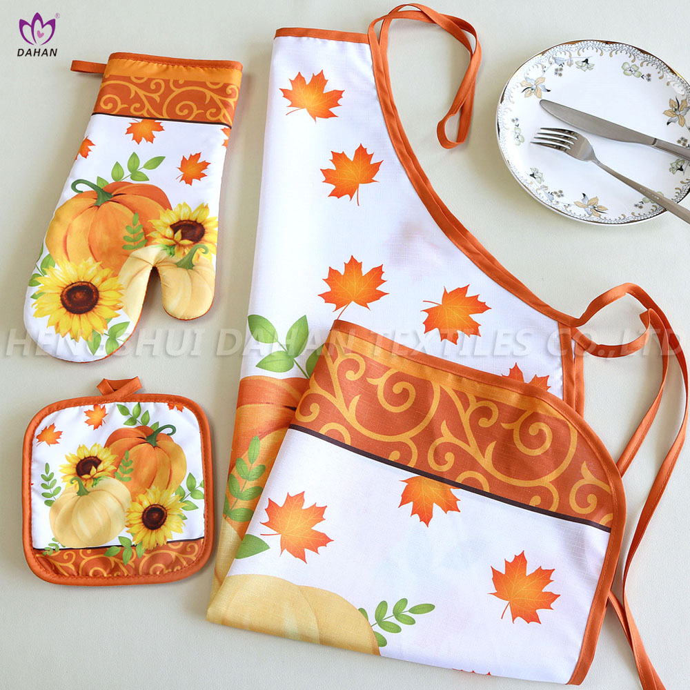 100% Polyester printing apron set 3pk