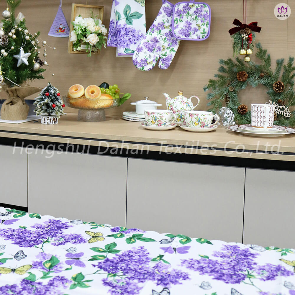 TP230 Printed tablecloth glove potholder kitchen towel. 4pk