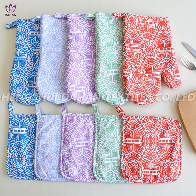 Silicone printed glove and potholder 2PK