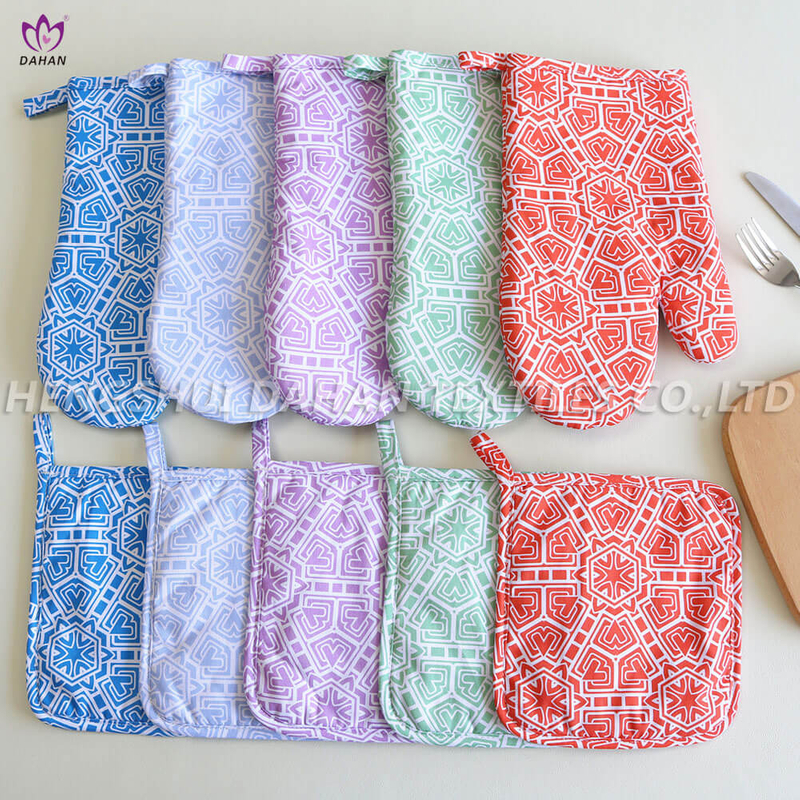 Silicone printed glove and potholder 2PK