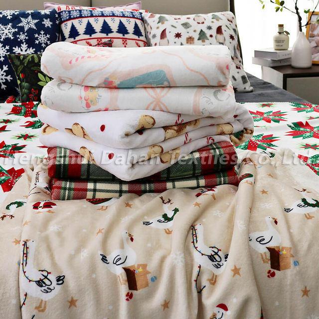 BK393 Christmas printed double-layered blanket . 