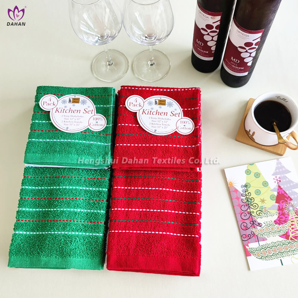 454 Christmas yarn-dyed kitchen towels.4-Pack 