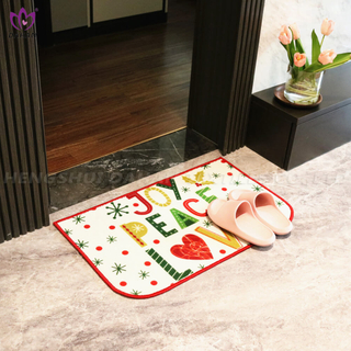 Christmas printing ground mat kitchen mat.