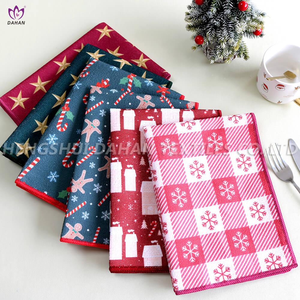 MC278 Christmas printed microfiber towels. 