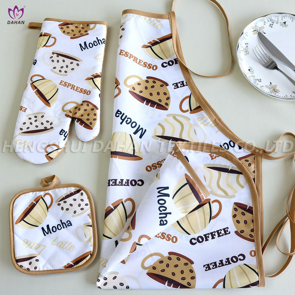 100% Polyester printing apron set 3pk
