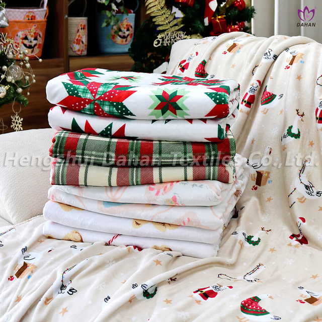 BK393 Christmas printed double-layered blanket . 
