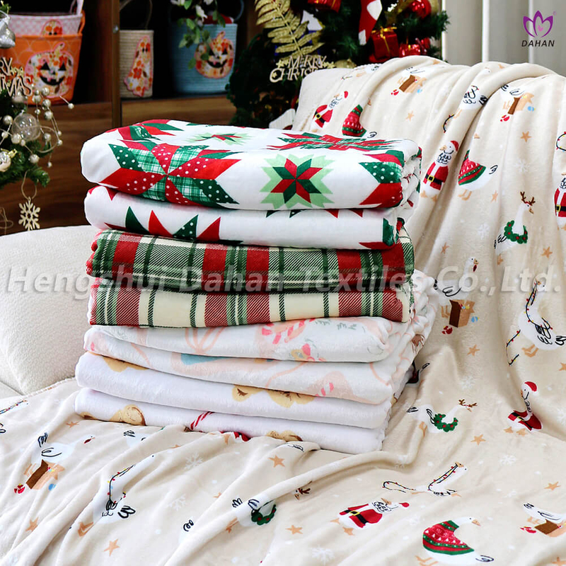 BK393 Christmas printed double-layered blanket . 