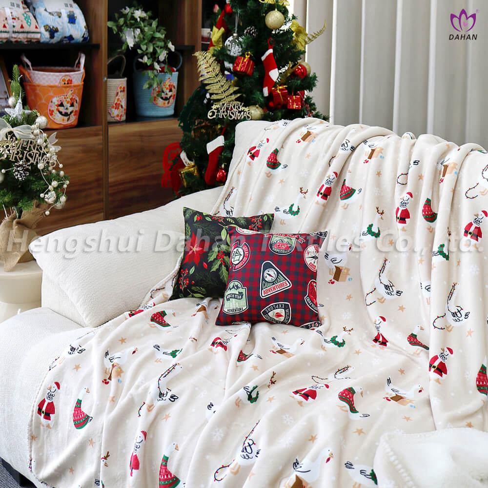 BK393 Christmas printed double-layered blanket . 