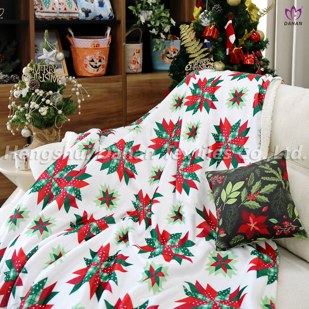 BK393 Christmas printed double-layered blanket . 