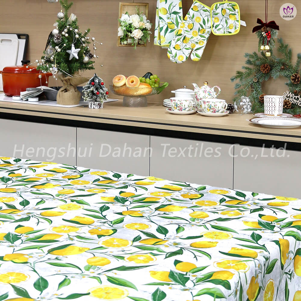 TP230 Printed tablecloth glove potholder kitchen towel. 4pk